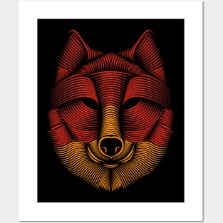 Line Art Wolf Posters and Art